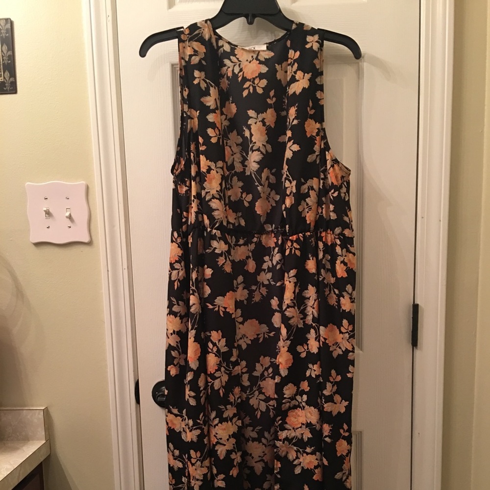 Peach floral duster vest
